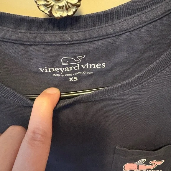 Vineyard Vines Dark Blue Tee with Pink Logo - Picture 3 of 3